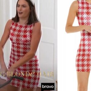 WeWoreWhat Red Houndstooth Mesh Macro Mini Sheer Cover Up Dress AS seen on tv